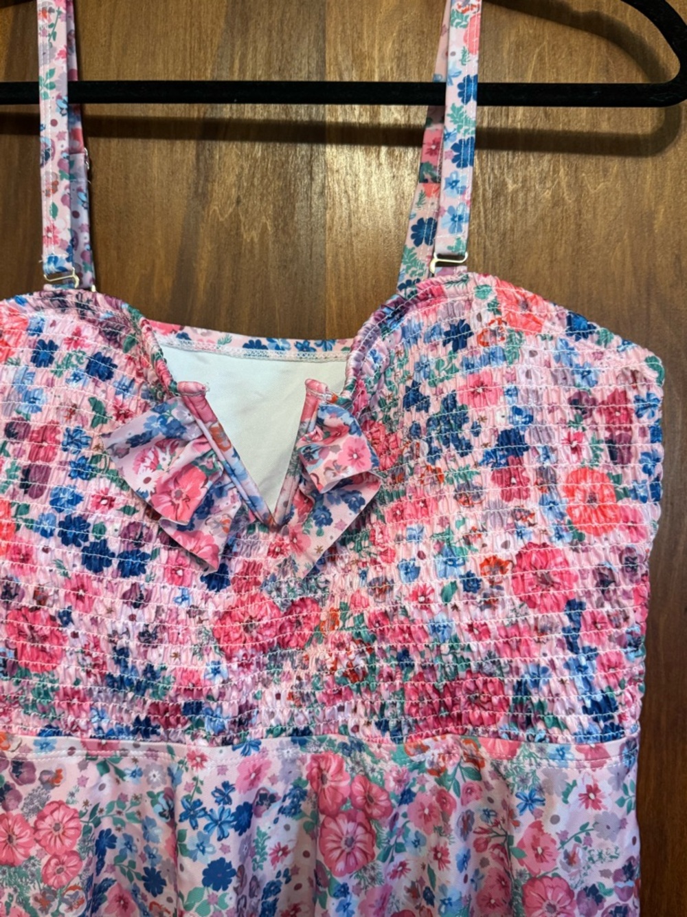Floral Plus Size Pink Smocked Tankini Swim Suit with Top and Bottoms Size 4X - Picture 4 of 11